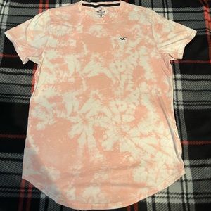 Hollister Pink and White Tie Dye T-shirt